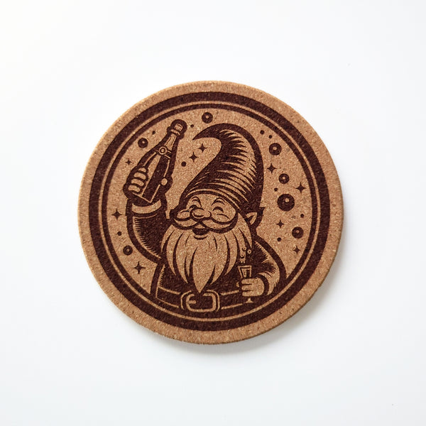 Scandi Christmas Gnomes and Cocktails Cork Coasters Set of 4