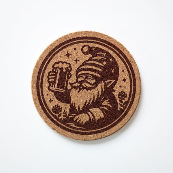 Scandi Christmas Gnomes and Cocktails Cork Coasters Set of 4