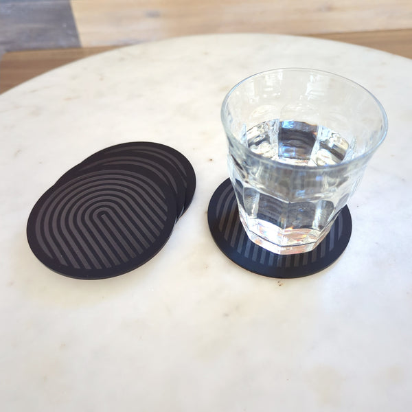 Graphic Arches Acrylic Coasters Set of 4 - Black