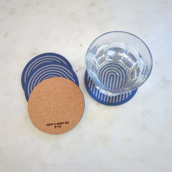 Graphic Arches Acrylic Coasters Set of 4 - Denim Blue