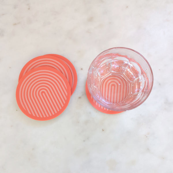 Graphic Arches Acrylic Coasters Set of 4 - Papaya