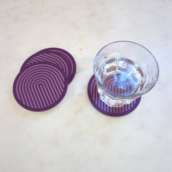 Graphic Arches Acrylic Coasters Set of 4 - Purple