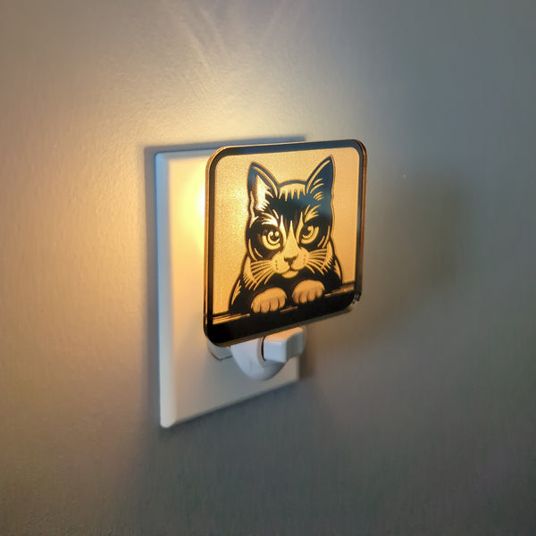 Kitty Staring Contest Mirror Acrylic Night Light