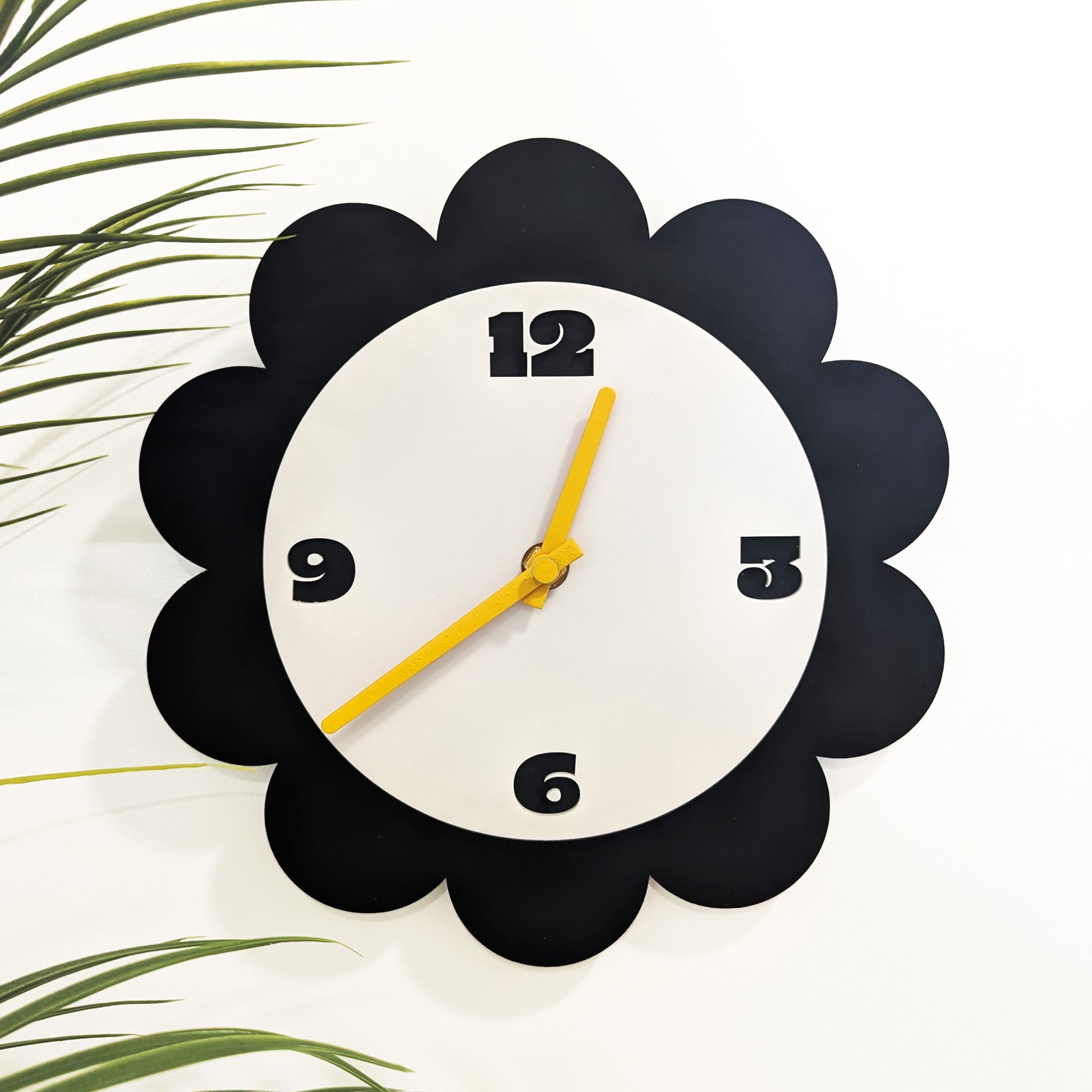 Mod Flower Layered Acrylic Wall Clock - Black and White