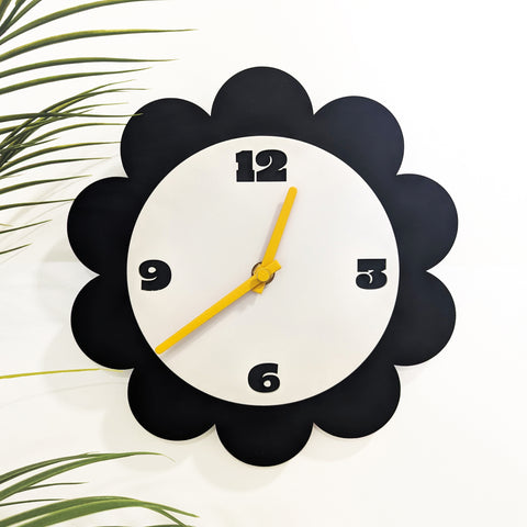 Mod Flower Layered Acrylic Wall Clock - Black and White