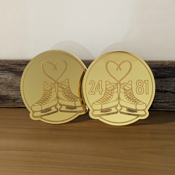 Hockey Skate Heart 24 & 81 Mirrored Acrylic Night Light