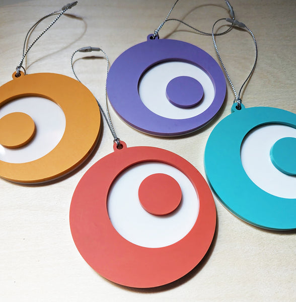 Mid Century Pop of Color Circle Ornaments - Set of 4