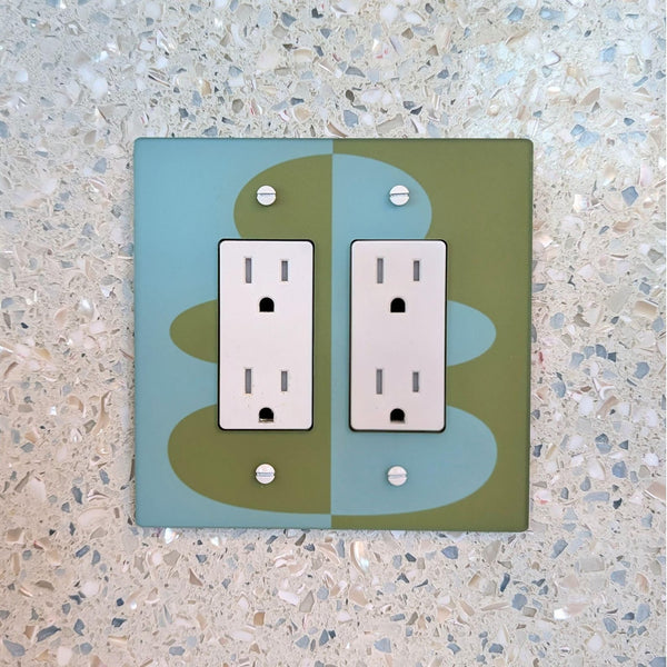 Retro Sculptural Form Double Switch Plate Cover - Multiple Colors