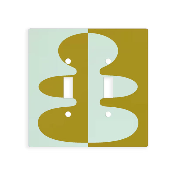 Retro Sculptural Form Double Switch Plate Cover - Multiple Colors
