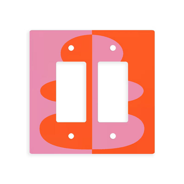 Retro Sculptural Form Double Switch Plate Cover - Multiple Colors