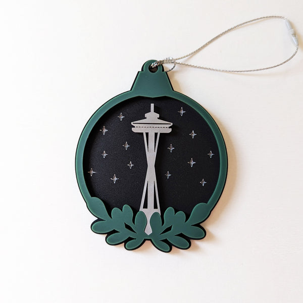 Space Needle Starry Night Laser Cut Ball Ornament