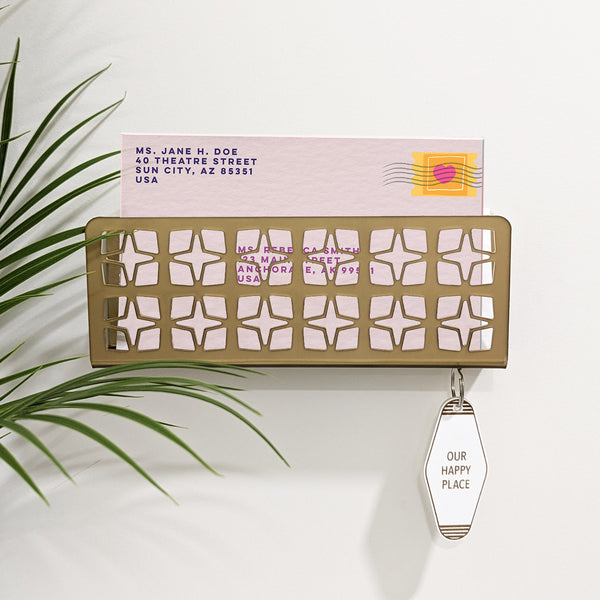 Breeze Block Acrylic Wall Mail Holder - Pattern C