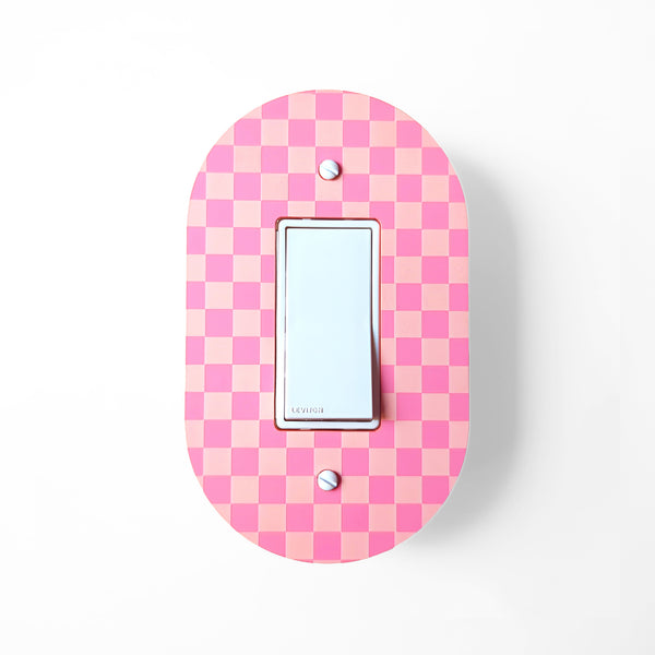 Checkered Oval Light Switch Plate Cover  - Multiple Options