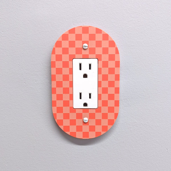 Checkered Oval Light Switch Plate Cover  - Multiple Options