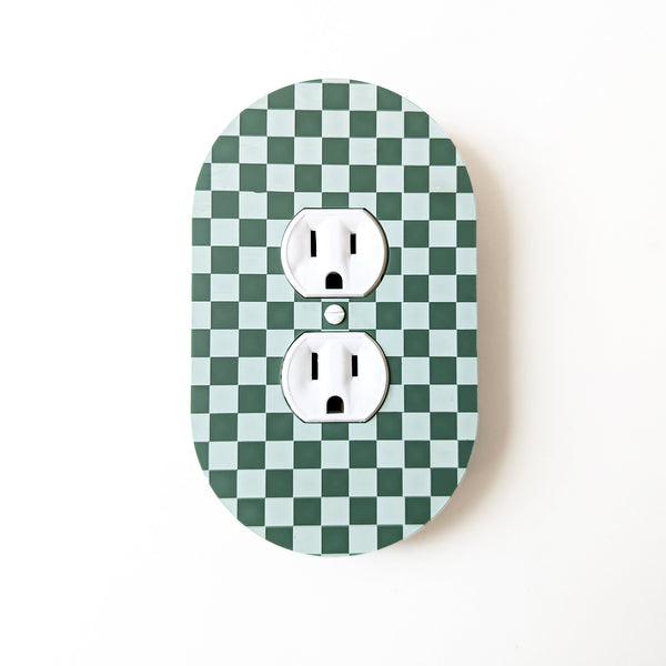 Checkered Oval Light Switch Plate Cover  - Multiple Options