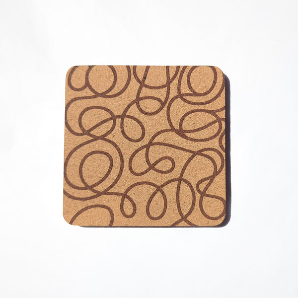Doodles and Squiggles Square Cork Coasters - Set of 4