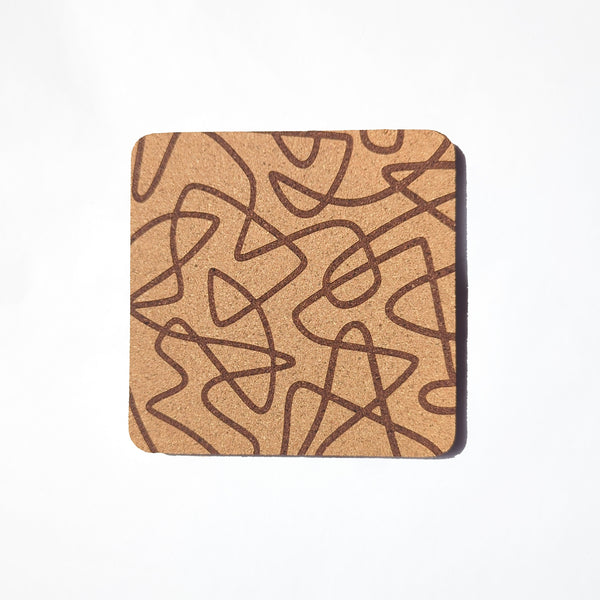 Doodles and Squiggles Square Cork Coasters - Set of 4