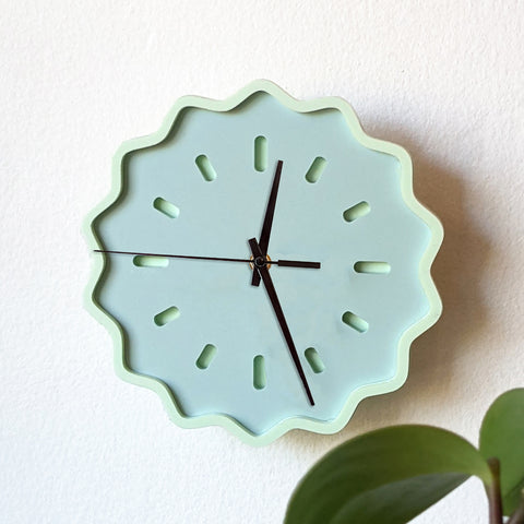 Mint Green Fluted Geometric Acrylic Wall Clock