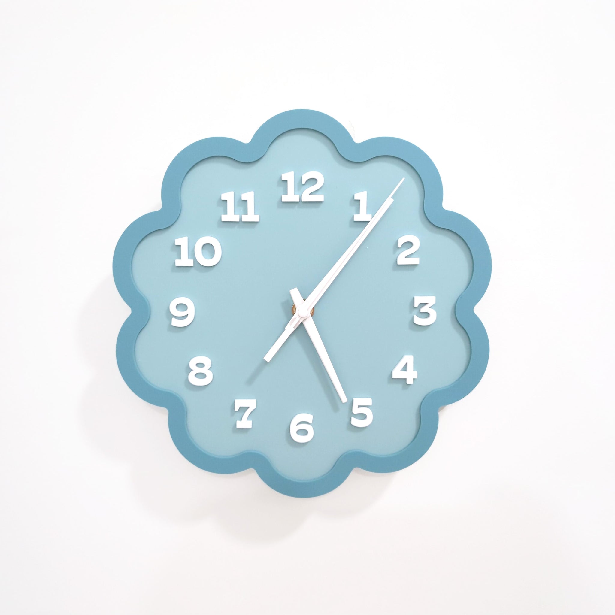Framed Flower Layered Acrylic Wall Clock - Dusty Blues