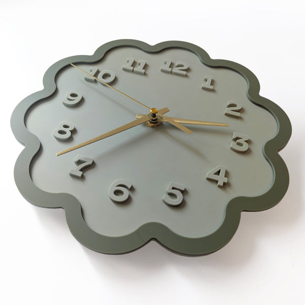 Framed Flower Layered Acrylic Wall Clock - Fern and Olive