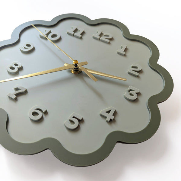 Framed Flower Layered Acrylic Wall Clock - Fern and Olive