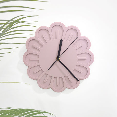 Flower Acrylic Wall Clock - Dusty Mauve