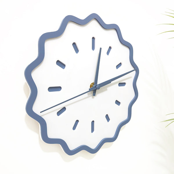 Fluted Geometric Acrylic Wall Clock - Slate and White