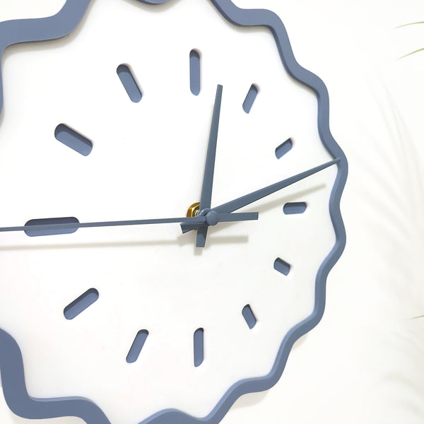 Fluted Geometric Acrylic Wall Clock - Slate and White