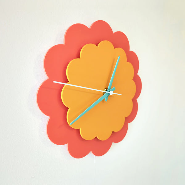 Layered Flower Acrylic Wall Clock - Large