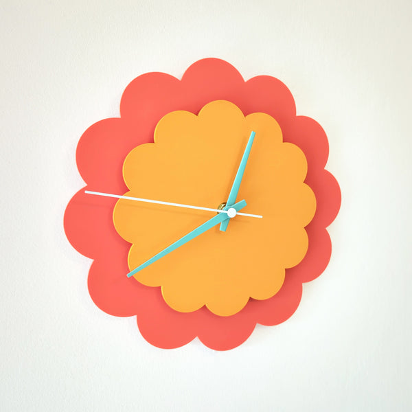 Layered Flower Acrylic Wall Clock - Large