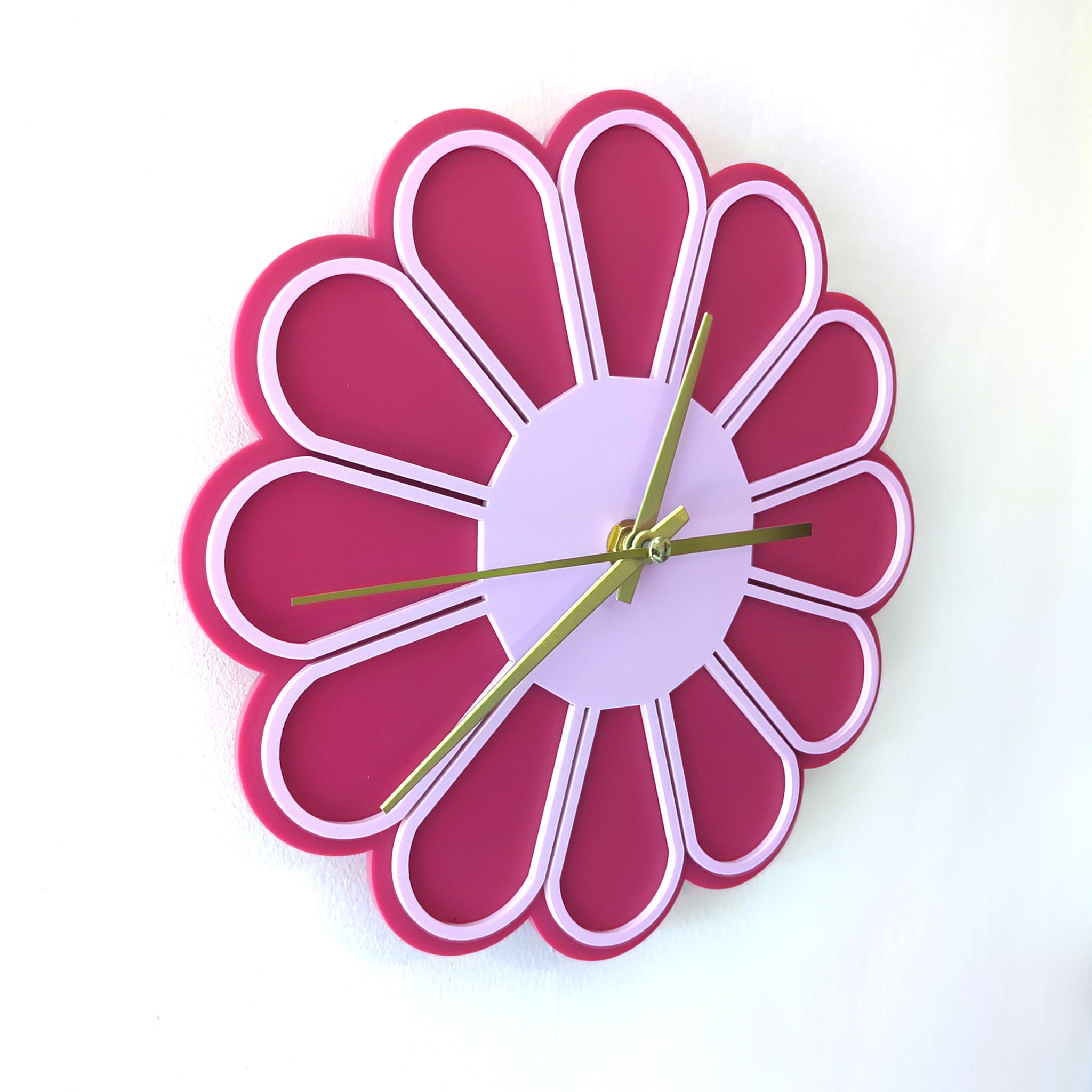 Minimalist Flower Acrylic Wall Clock - Berry Tones – Poppy and