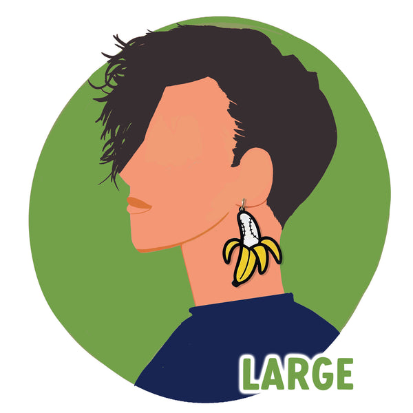 Peeled Baseball Stitched Banana Earrings - Multiple Sizes