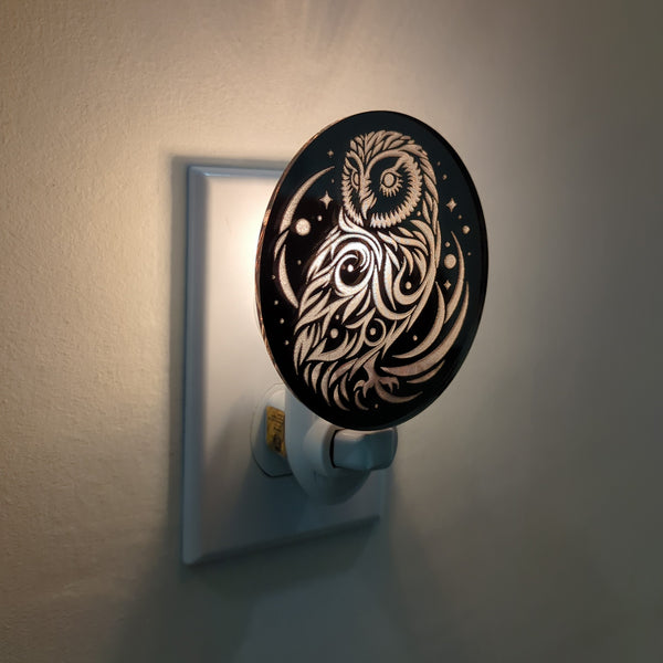 Mystical Owl Mirrored Acrylic Night Light