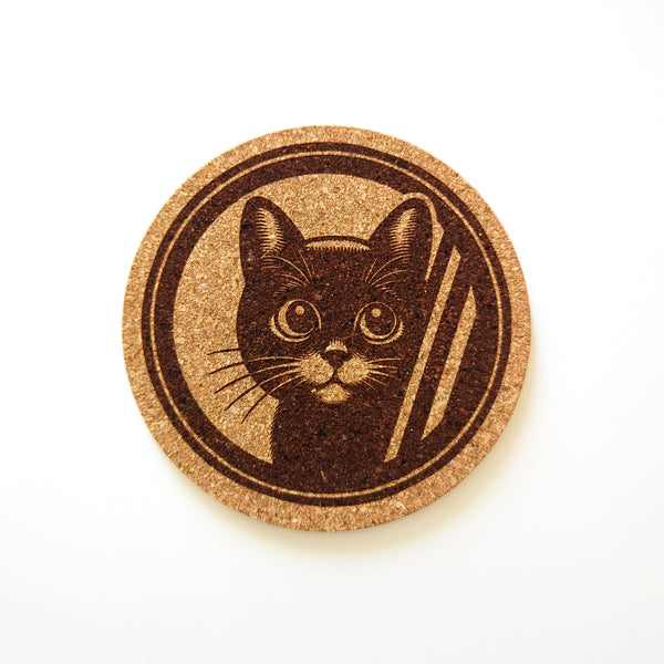 Peeking Cats Cork Coasters Set of 4