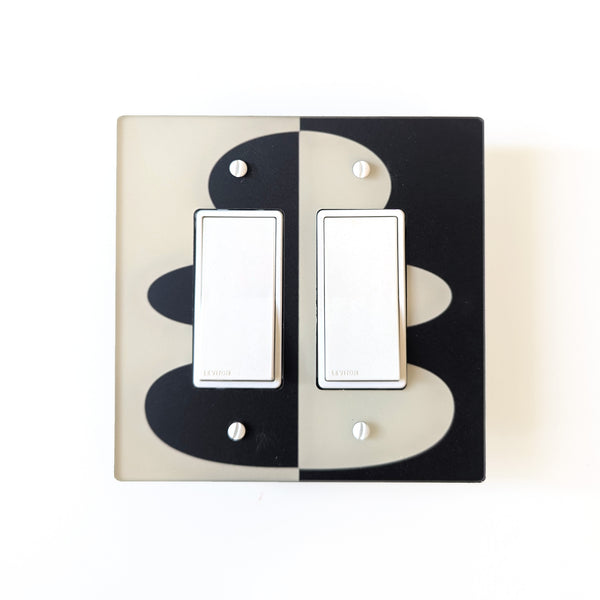 Retro Sculptural Form Double Switch Plate Cover - Multiple Colors