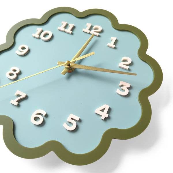 Framed Flower Layered Acrylic Wall Clock - Arctic and Avocado