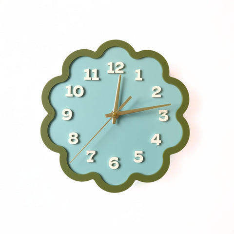 Framed Flower Layered Acrylic Wall Clock - Arctic and Avocado