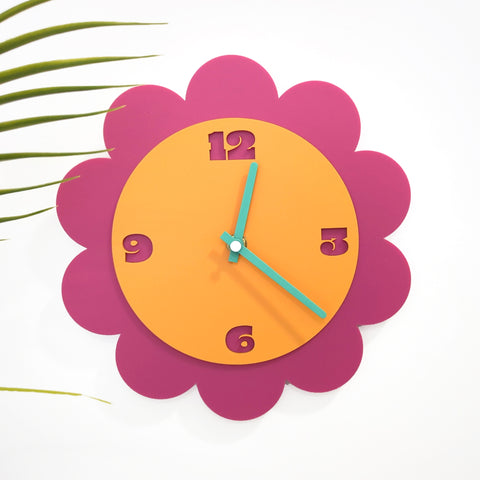 Mod Flower Layered Acrylic Wall Clock