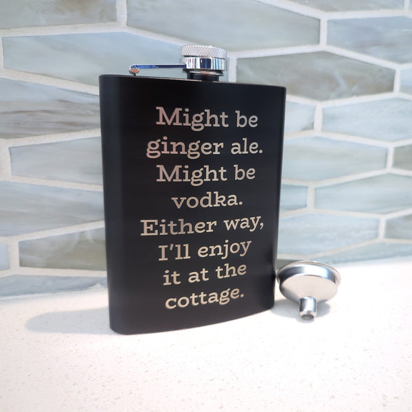 I'll Enjoy It at the Cottage Stainless Hip Flask