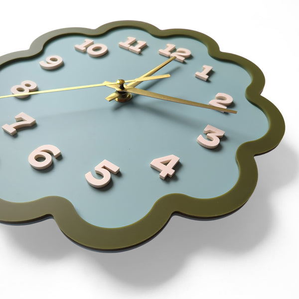 Framed Flower Layered Acrylic Wall Clock - Arctic and Avocado