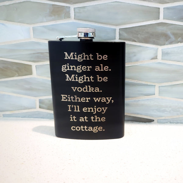 I'll Enjoy It at the Cottage Stainless Hip Flask