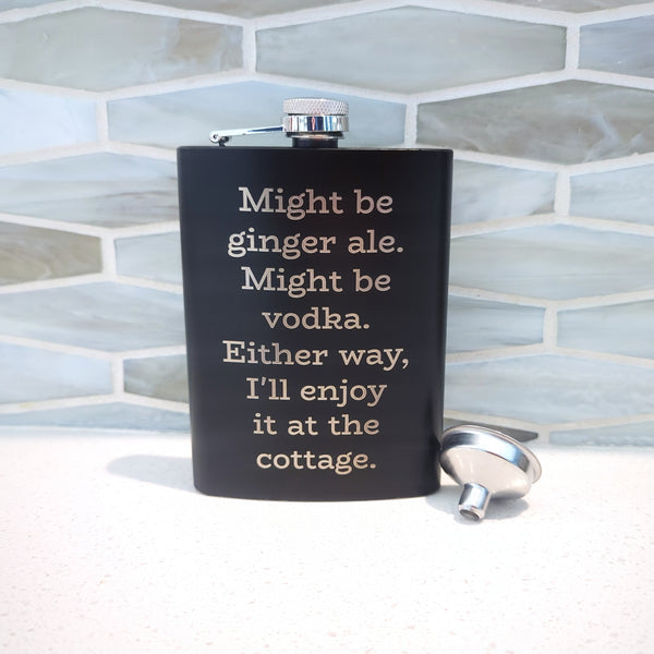 I'll Enjoy It at the Cottage Stainless Hip Flask