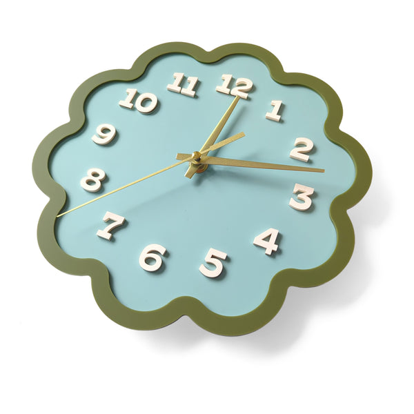 Framed Flower Layered Acrylic Wall Clock - Arctic and Avocado