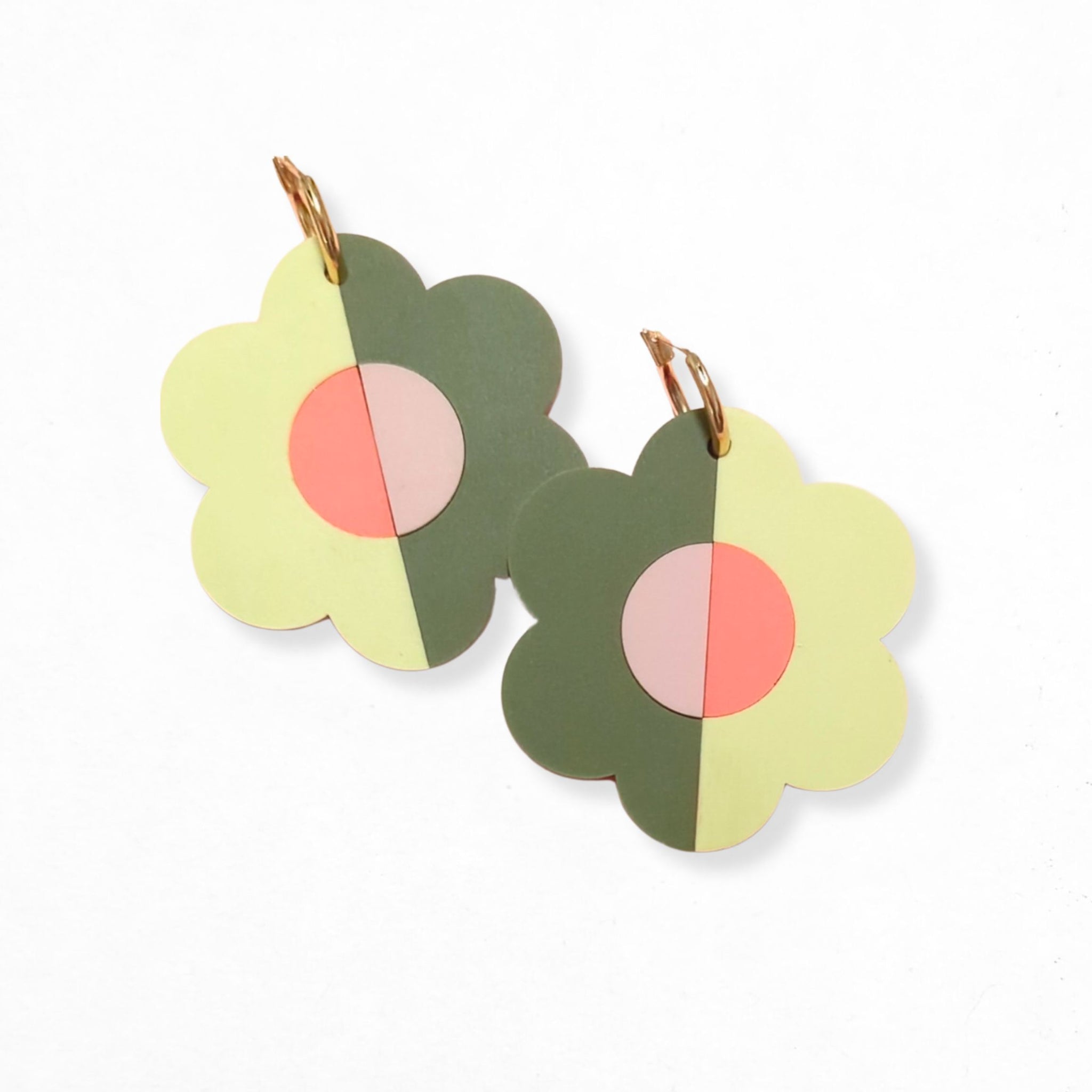 Retro Flower Colorblock Earrings