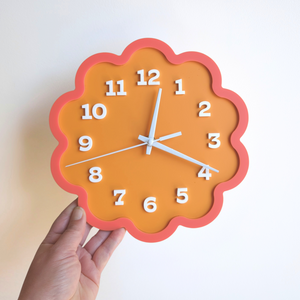 Framed Flower Layered Acrylic Wall Clock - Orange and Melon