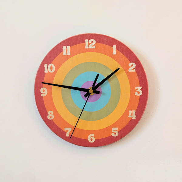 Retro Rainbow Bullseye Wall Clock