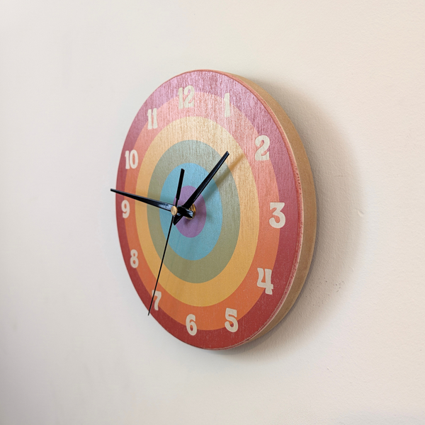 Retro Rainbow Bullseye Wall Clock