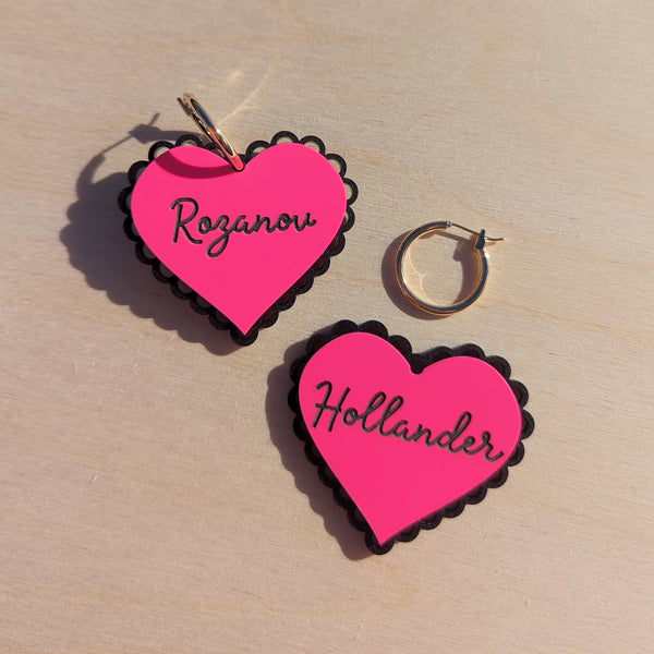 Hockey Couples Romantic Heart Earrings