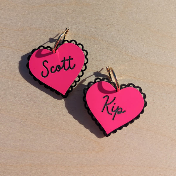 Hockey Couples Romantic Heart Earrings