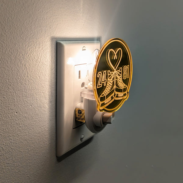 Hockey Skate Heart 24 & 81 Mirrored Acrylic Night Light